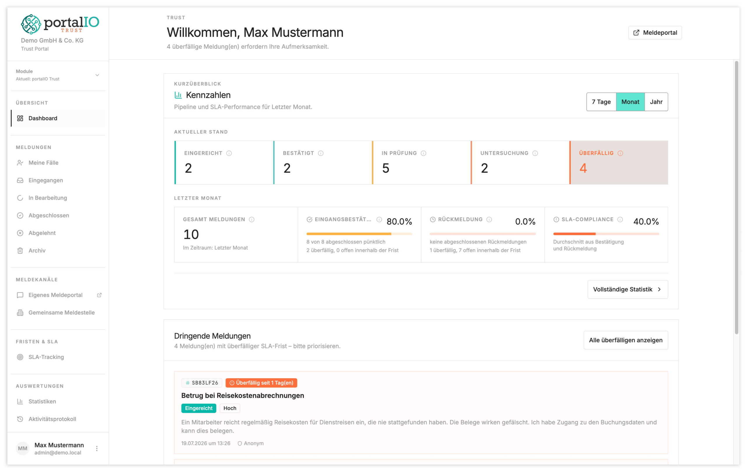 portalIO Dashboard