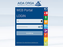 Anmeldemaske für das AIDA Web-Self-Service